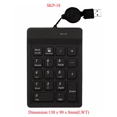 صفحه کلید عددی صنعتی سیلیکونی ضد ویروس ضد ویروس با کابل USB قابل برداشت
